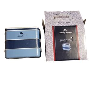Tommy Bahama Light Blue Bento Box with White Stripes